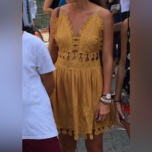 Honey Punch Mustard Cut-Out Mini Dress Size Small